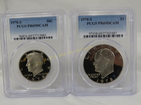 1978 S $1 & Half dollar PCGS Graded PR69DCAM