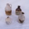 4 mini advertising jugs - 2 with paper labels