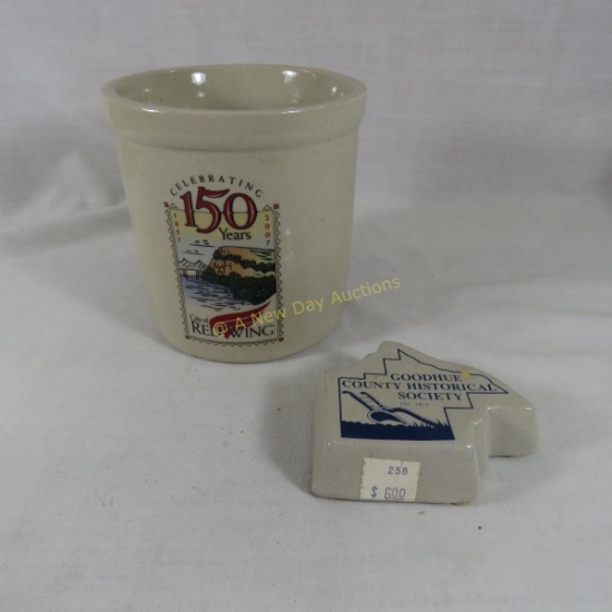 Red Wing 150 year crock & Goodhue Co. piece