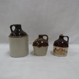 3 Miniature Jugs- 1 with paper label