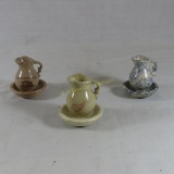 3 Miniature Red Wing pitcher & basin sets