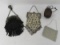 Antique Painted Chainmail, Bead & Leather Purses