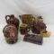 Assorted pottery pieces- log cabin bottle
