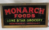1917 Lone Star Grocery Monarch Foods Lighted Sign