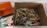 Advertising pencils, pens and a few pencil boxes