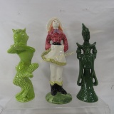3 Red Wing Figural Statues