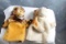 (2) Vintage Steiff? Mohair Hand Puppets Lion Yarn