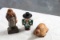 3 Miniature Wood Carved Figures Turtle, NutCracker