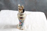 Porcelain Hat Pin Holder with 12 Hat Pins