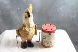 (2) Vintage Wind up toys Japan Donkey Swings Cane,