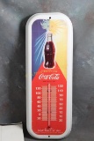 1991 Metal Coca Cola Coke Thermometer Sign Works