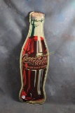 Vintage Coca Cola Tin Litho Bottle Sign 21 1/4