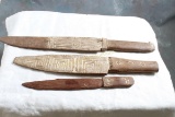 3 Siri Indian Carved Wood Knives 13