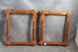 Pair of Wood Carved Tramp Art Picture Frames