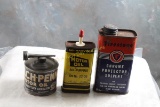3 Vintage Oil Oiler Cans Welch-Penn, Firestone &