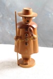Folk Art Wood Incense Burner Figure 6 3/4