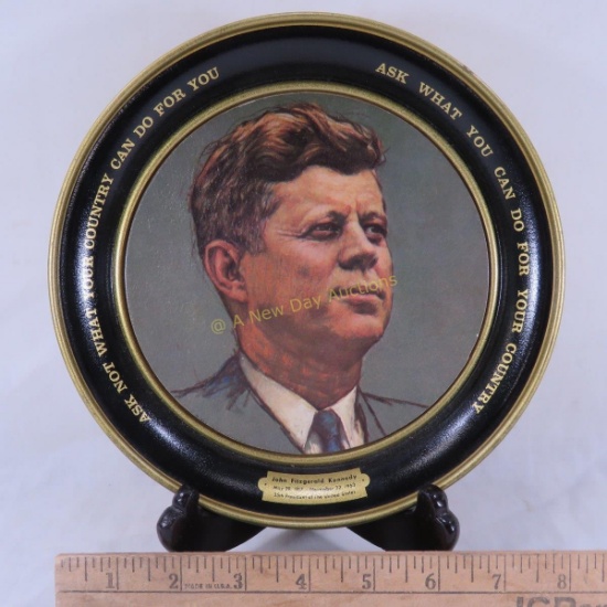 John F Kennedy leather & metal plate