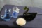 (4) Glass Miniatures Green Swan, Blue Cat, Chick Paperweights