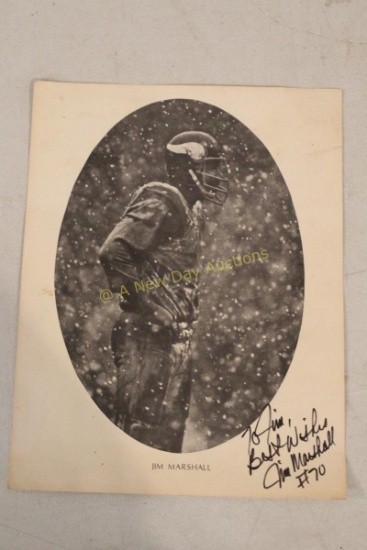 Autographed Picture of MN Viking Jim Marshall #70