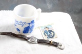 Hopalong Cassidy Milk Glass Mug & U.S. Time