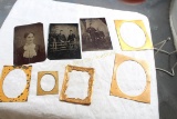 3 Antique Pocket Size Tintypes with Frame Parts