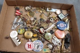 Box Lot of Misc. Items - Tokens k- Pins - Pinbacks