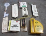 Box Lot Vintage Advertising Thermometers & Rain