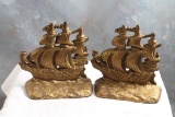 Antique Pair of Sailing Ship Bookends 5.5