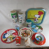 Snoopy Peanuts Mugs, Plates, Tray