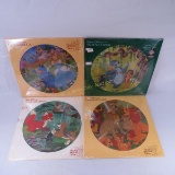 4 Vintage Disney Picture Disc Records LP
