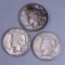 3 Peace Silver Dollars 1924, 1924 S, 1923