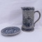Blue & White Pottery Pitcher & German Gerz Plate