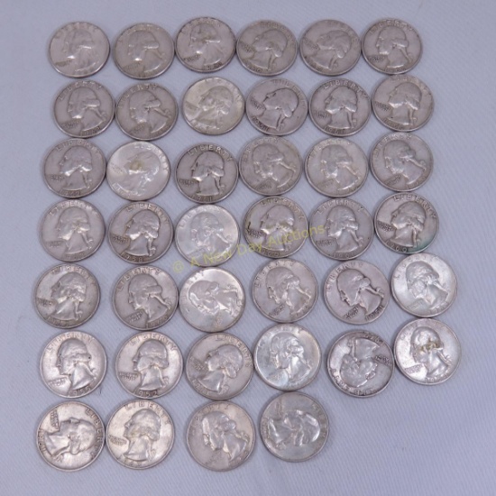 $10 Face 1963 & earlier Silver Washington Quarters