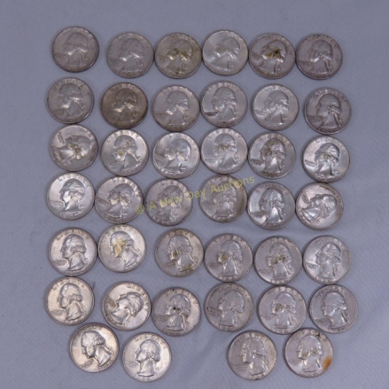 $10 Face 1964 Silver Washington Quarters