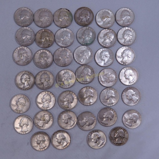 $10 Face 1964 Silver Washington Quarters