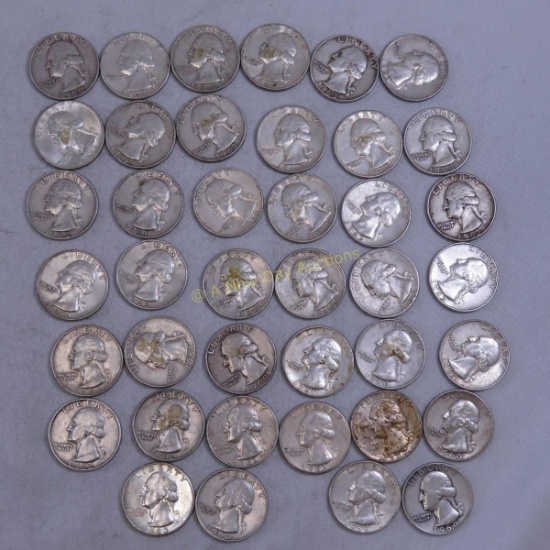 $10 Face 1960-63 Silver Washington Quarters