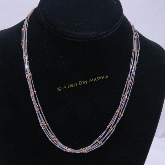 14kt White & Yellow Gold 5 Strand Necklace 11.93g