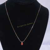 14kt Gold Necklace with Topaz & Diamond Pendant