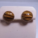 14kt Yellow Gold and Agate Pierced Earrings 4.18g