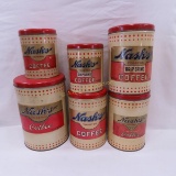 Set of 6 Nash Coffee Advertising Tin Canisters