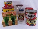 Vintage Nash Coffee Tins, Glass Jars & Glasses