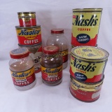 Vintage Nash Coffee Tins and Glass Jars