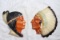 Pair Chalkware Native American Indian Chief Maiden