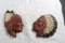 Pair Syroco Wood Wall Hangings Indian Chief Maiden