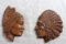 Pair Syroco Wood Wall Hangings Indian Chief Maiden