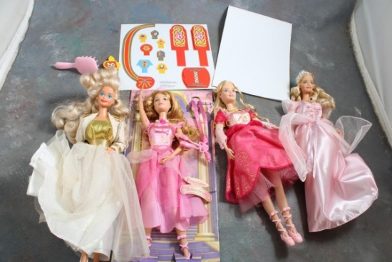 Vtg Barbie Doll Lot + 1990 Poster + Die cuts