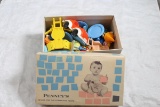 J C Penney Shoe Box full of Dollhouse People and