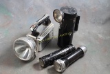 4 Old Flashlights Ash Flash Explorer, Blake Mfg. &