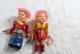 50's Celluloid Cowboy & Cowgirl Jointed 3.75