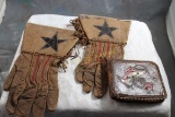 50's Leather Cowboy Gloves & Zippered Billfold